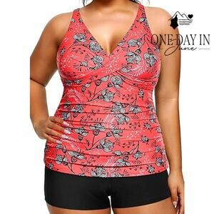 Aqua Eve Plus Size Boyshort Tankini Swimsuit Size 24W